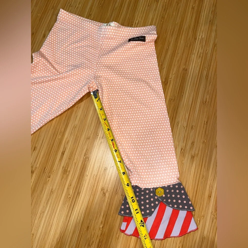 Matilda Jane Scrappy Leggings Girls Sz 6 Pants Ruffled Hem Boutique Polka Dot - Picture 5 of 6